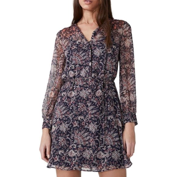 FRENCH CONNECTION Crinkle Tie Waist Long Sleeve Dress - NWT - Picture 3 of 3